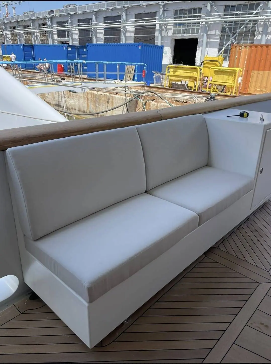 Custom yacht top deck furniture and joinery restoration by Meštri od Broda 13