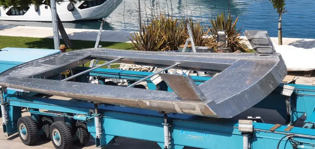 Largo yacht refinishing and surface work by Meštri od Broda 1